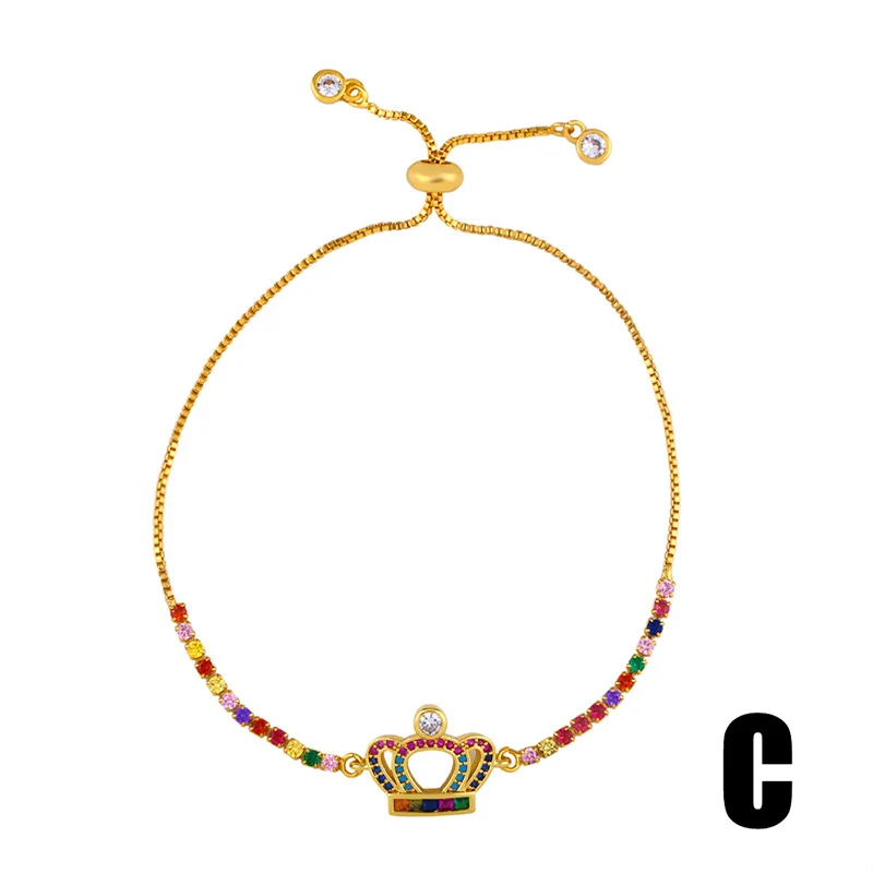 

Women Birthday Gift Jewelry Copper Cuban Adjustable Link Chain Bracelet Female 18k Gold Plated Clasp Bracelet With Rhinestone