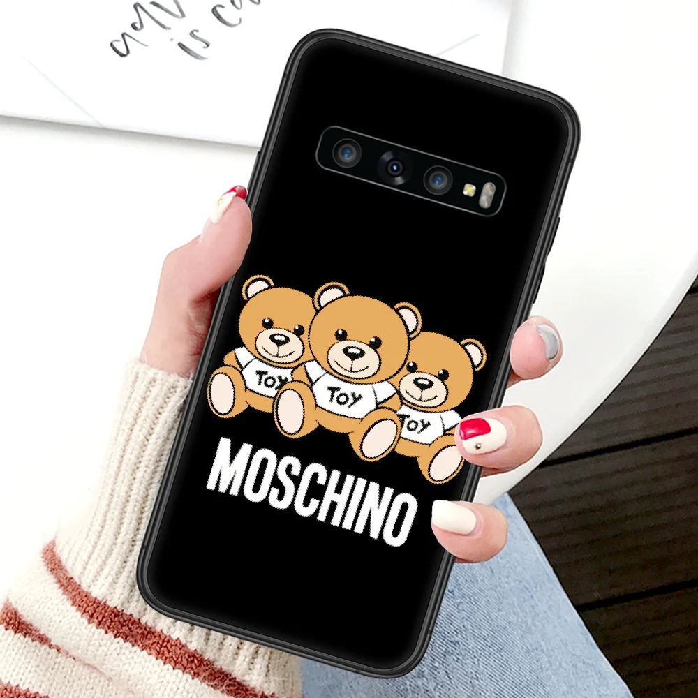 

Moschinoe Cute Bear Phone Case For Samsung Galaxy Note S 8 9 10 20 Plus E Lite Uitra black Prime Painting Cell Trend Coque Tpu