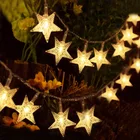 Рождественский светодиодный гирлянда со звездами, светодиодный гирлянда на батарейках, новогодние вечерние гирлянды для дома, сказочные гирлянды