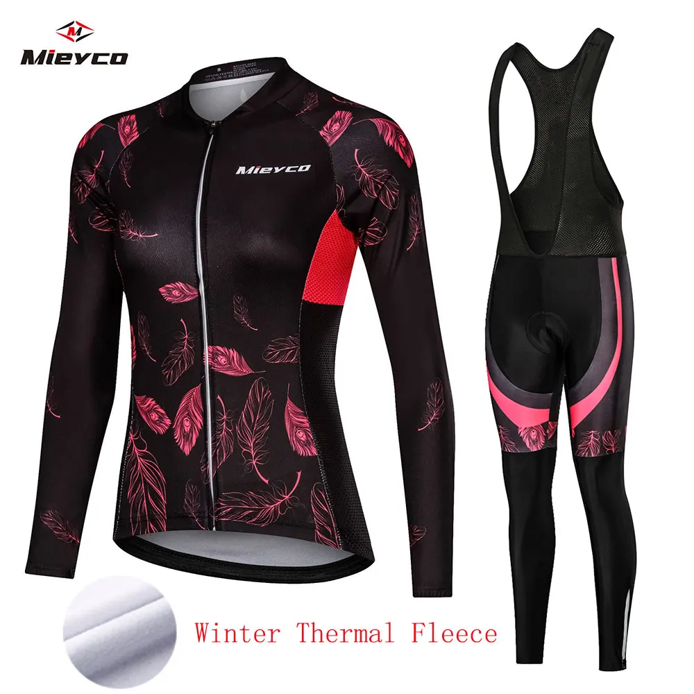 Женский комплект одежды для велоспорта зимняя теплая рубашка с длинным рукавом и