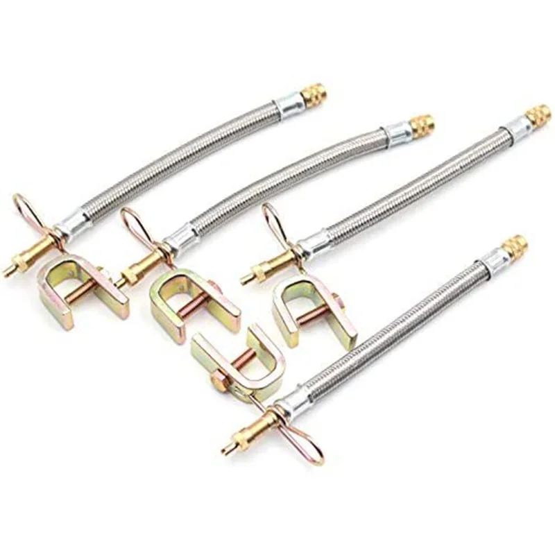 

4Pcs 12 Inch Flexible Valve Stem Extenders Stainless Steel Tyre Tire Valve Stem Extension Adaptors Car Truck Trailer
