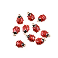 10pcs ladybird red enamel ladybug charms for bracelet ladybug beads pendant for necklace diy jewelry making 11mmx9mm wholesale