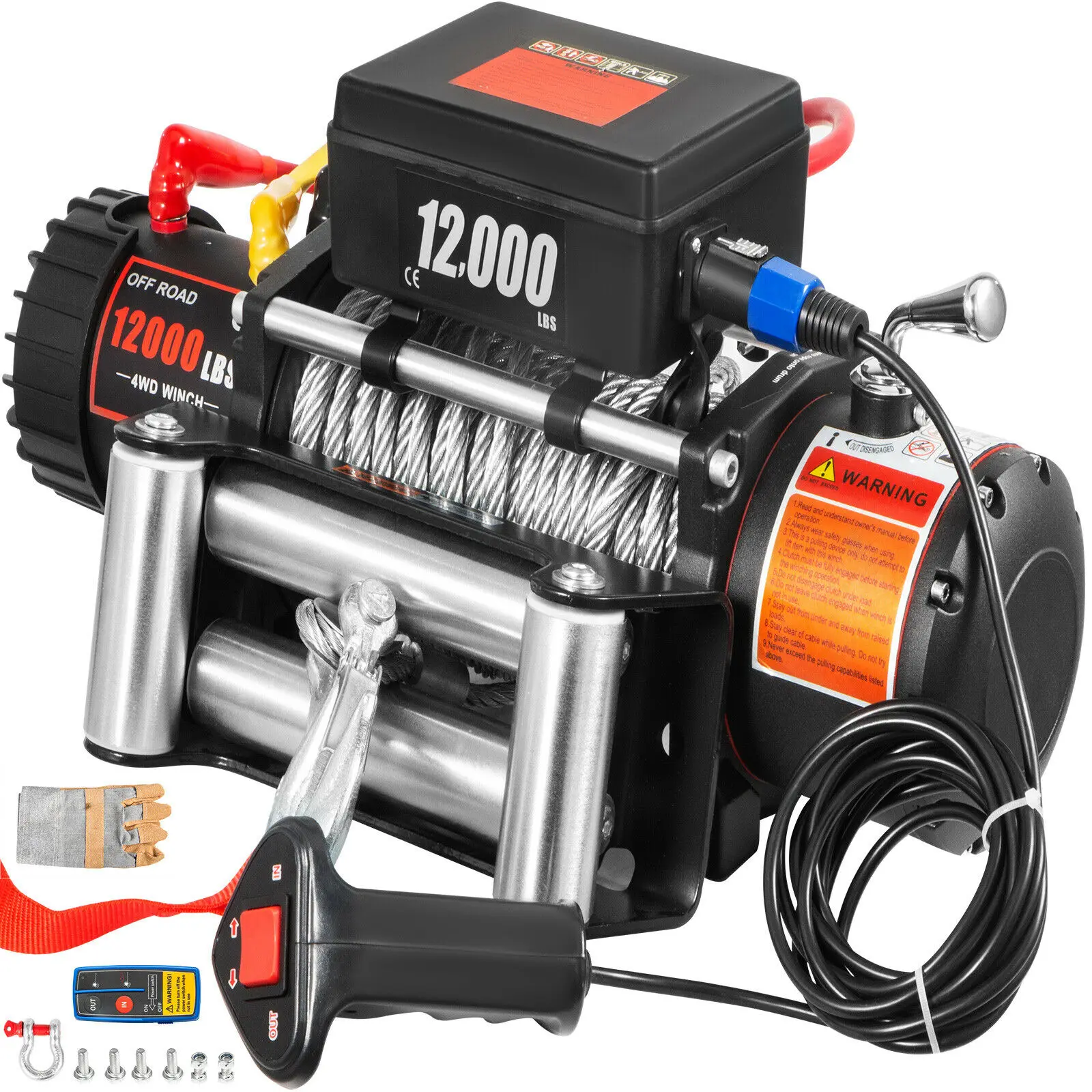 

VEVOR 12000Ibs Electric Winch 12V 85ft Steel Cable with Wireless Remote Control for UTV ATV Jeep Truck Winch in Car Lift