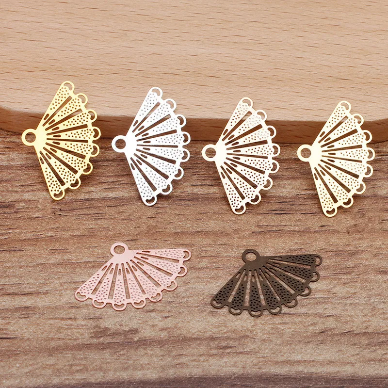 

50pcs 16x25mm Gold/ Silver Plated Fan Charms Filigree Fan Pendant DIY Hand Made Jewelry Accessories