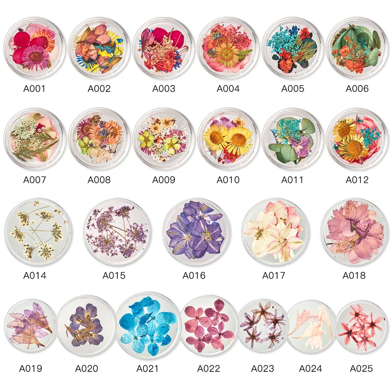 Сушеные цветы Четыре лилии украшения для ногтей натуральные Цветочные наклейки