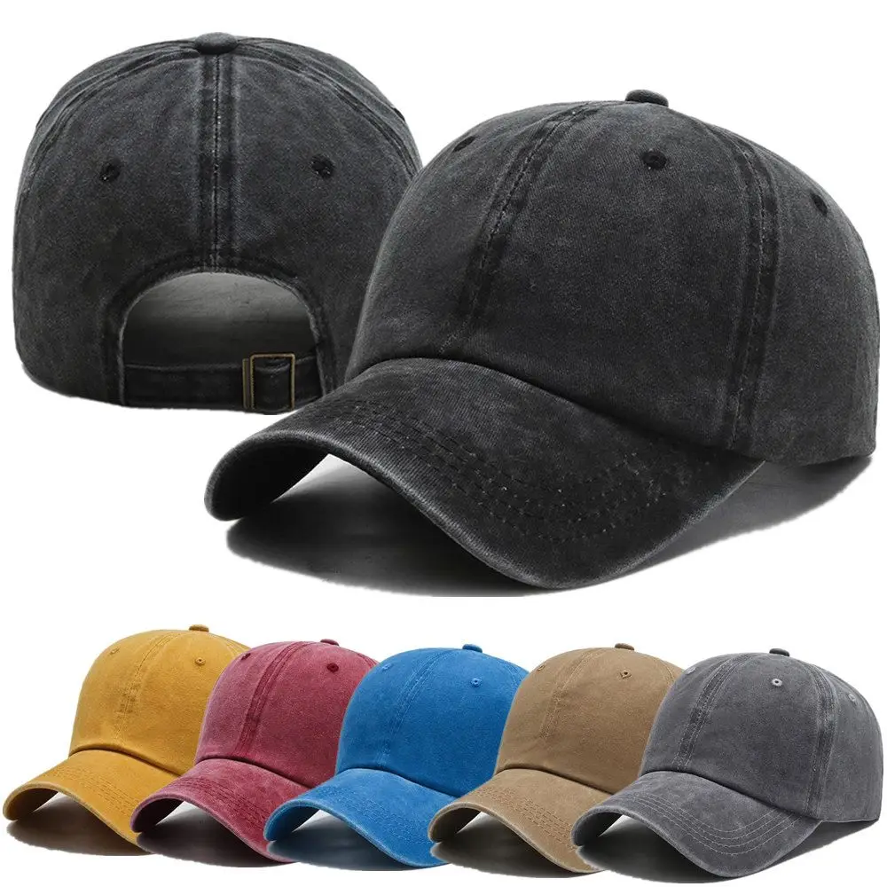 

New Unisex Cap Plain Color Washed Cotton Baseball Cap Men & Women Casual Adjustable Outdoor Trucker Snapback Hats Dropshipping