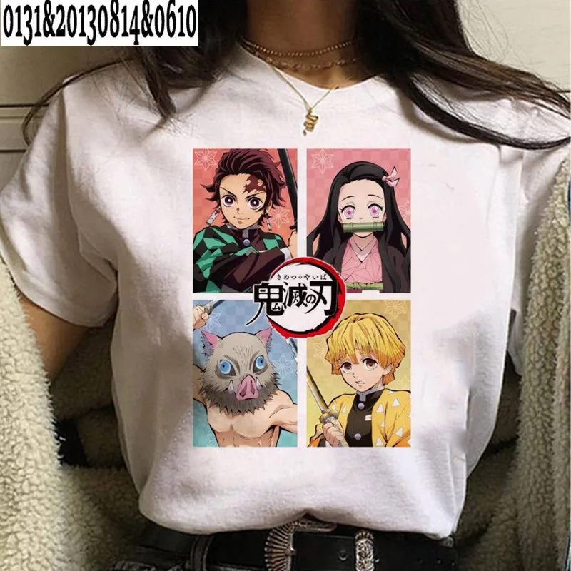 

Demon Slayer Kimetsu No Yaiba T Shirt Women Kawaii Japanese Anime Tanjirou Kamado Graphic Top Tee Harajuku Cartoon Tshirt Female