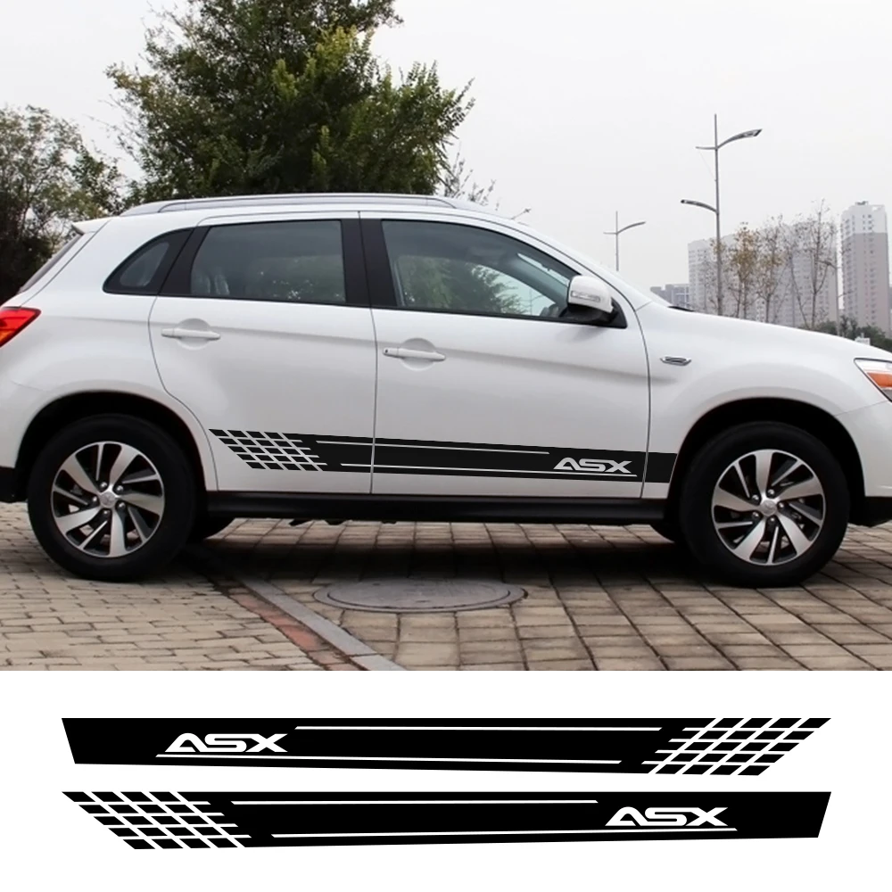 

2 Pcs. Car Side Skirt Stickers Auto Vinyl Film Long Side for Mitsubishi ASX Decals DIY Decoration Styling Tuning Car Accessories