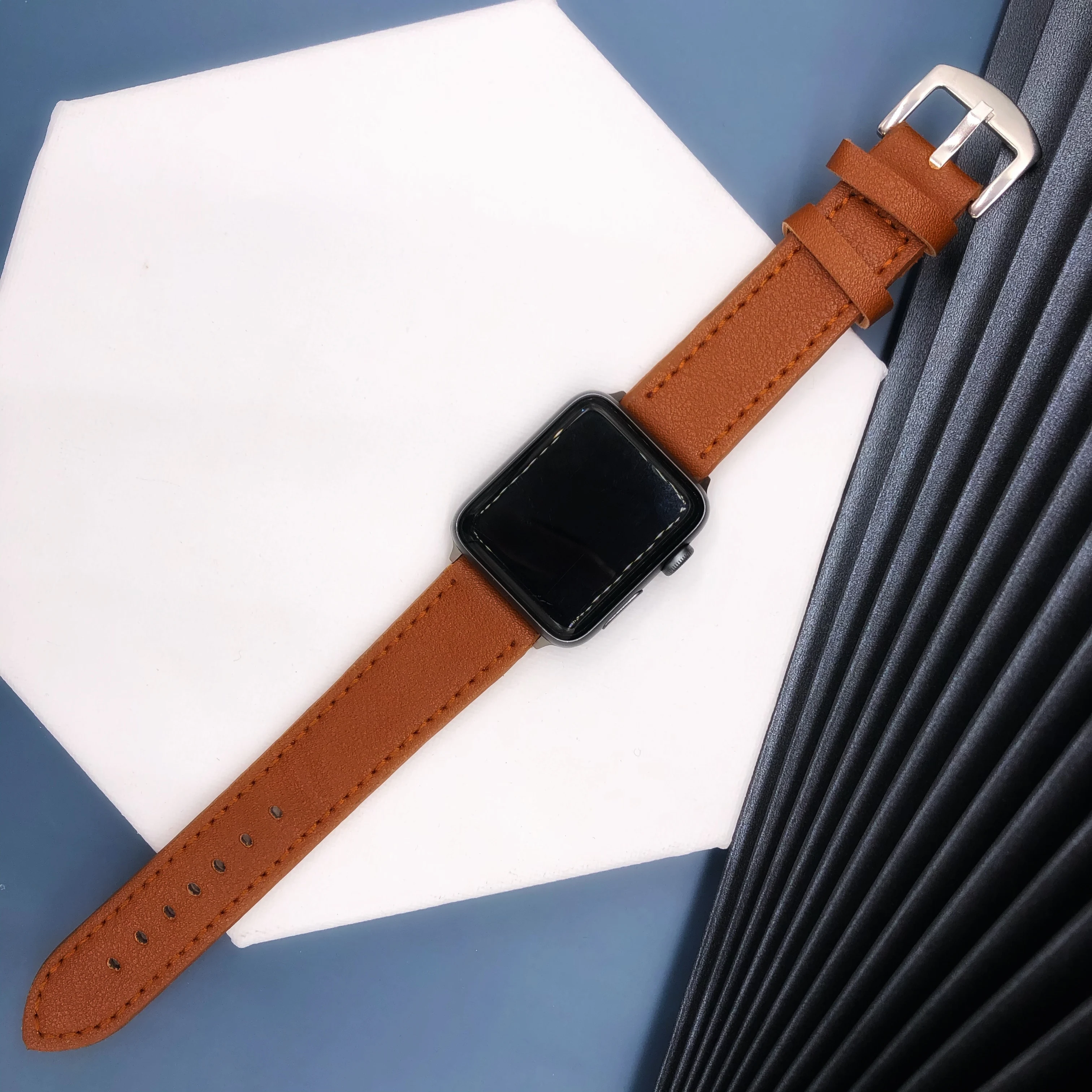 5 цветов кожаный ремешок для наручных часов Apple Watch версии 5/версии 3 2 1 спортивный