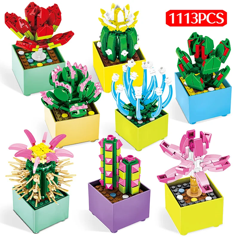 

1113Pcs City Decoration Romantic Bouquet Flowers Rose Street View Building Blocks Friends Plant Bricks Toys House for Girls Gift