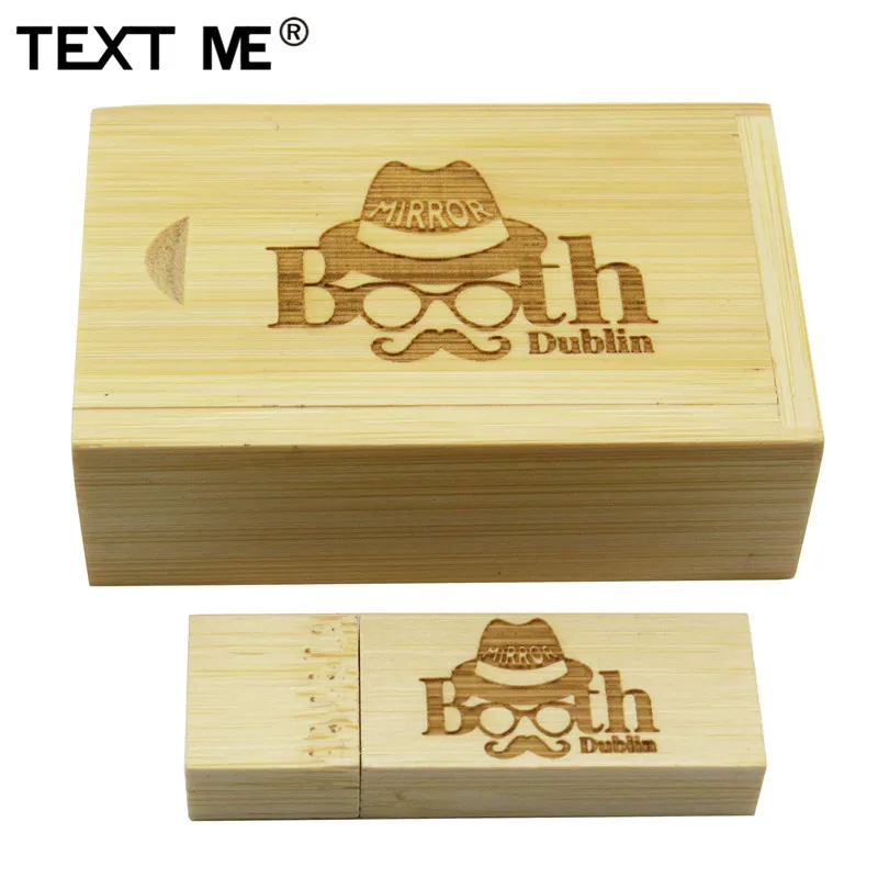 Usb флеш накопитель с логотипом TEXT ME Carbonized bamboo walnut wooden + box 4 ГБ 8 16 32 64 usb 2 0 подарок для