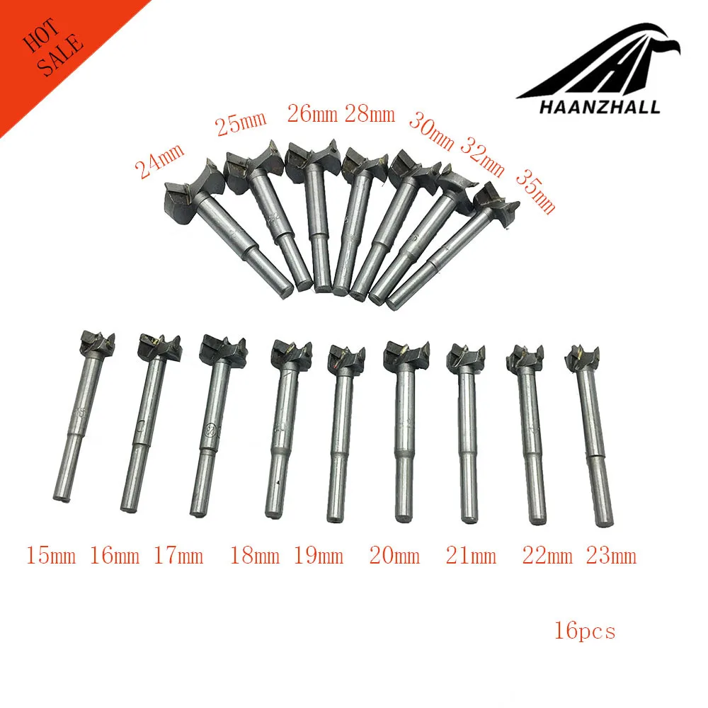 16PCS 15-35MM 16 шт./компл. бит пустотелого сверла диаманта Профессиональный Форстнер ДЕРЕВООБРАБОТКА Кольцевая пила для резки по дереву для вращающихся инструментов от 15 до 35 мм инструменты дрель - Цвет: 16PCS 15-35MM