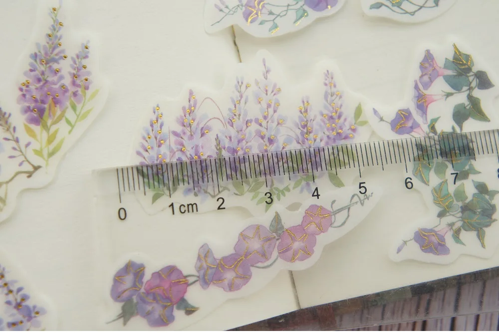 38 шт Золотой Фиолетовый Morning Glory Wisteria стиль бумажная наклейка для скрапбукинга прозрачная бирка этикетка украшение бирка