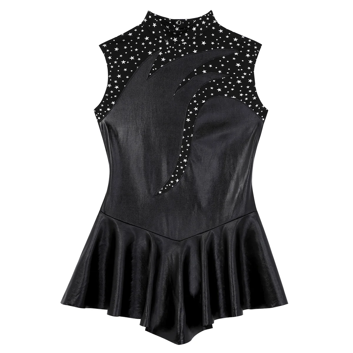 Женское блестящее платье без рукавов с высокой горловиной балетные