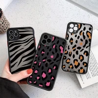 phone case for iphone 12 mini 12 11 pro max x xr xs max 7 8 plus se 2 fashion leopard pattern matte bumper shockproof clear case