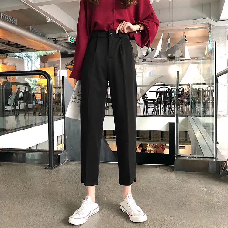 

Spring and Autumn Small Suit Pants High-looking Suit Pants Women's Straight Loose Pants Slim-fit Cigarette Pants Women's