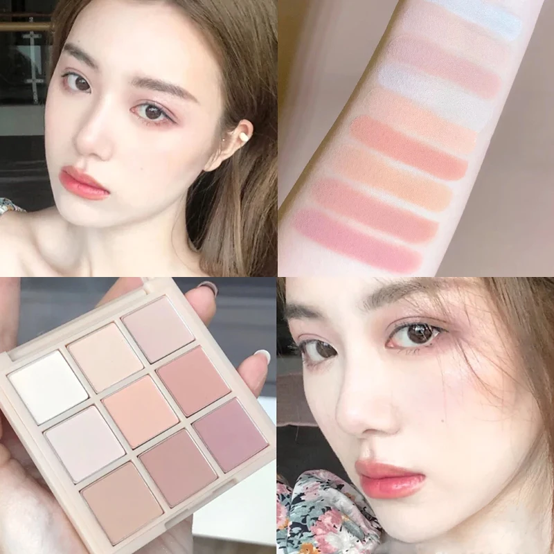 

DIKALU Transparent 9 Color Full Matte Eye Shadow Palette Eye Makeup Long-lasting Shiny Natural Shimmer Eyeshadow Comestic TSLM2