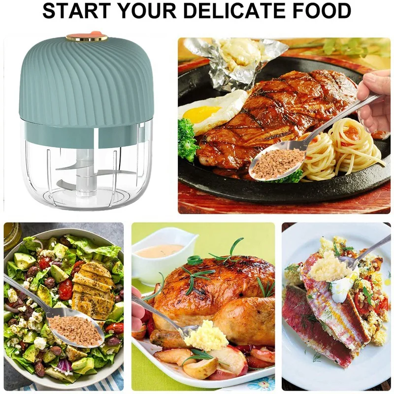 

Mini Electric Garlic Chopper Small Food Processor Cordless Garlic Ginger Onion Spice Grinder Mincer Blender 250Ml