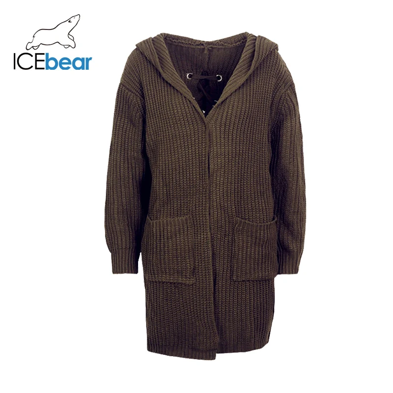 ICEbear 2019 модный длинный свитер с ремешками на спине вязаный кардиган капюшоном