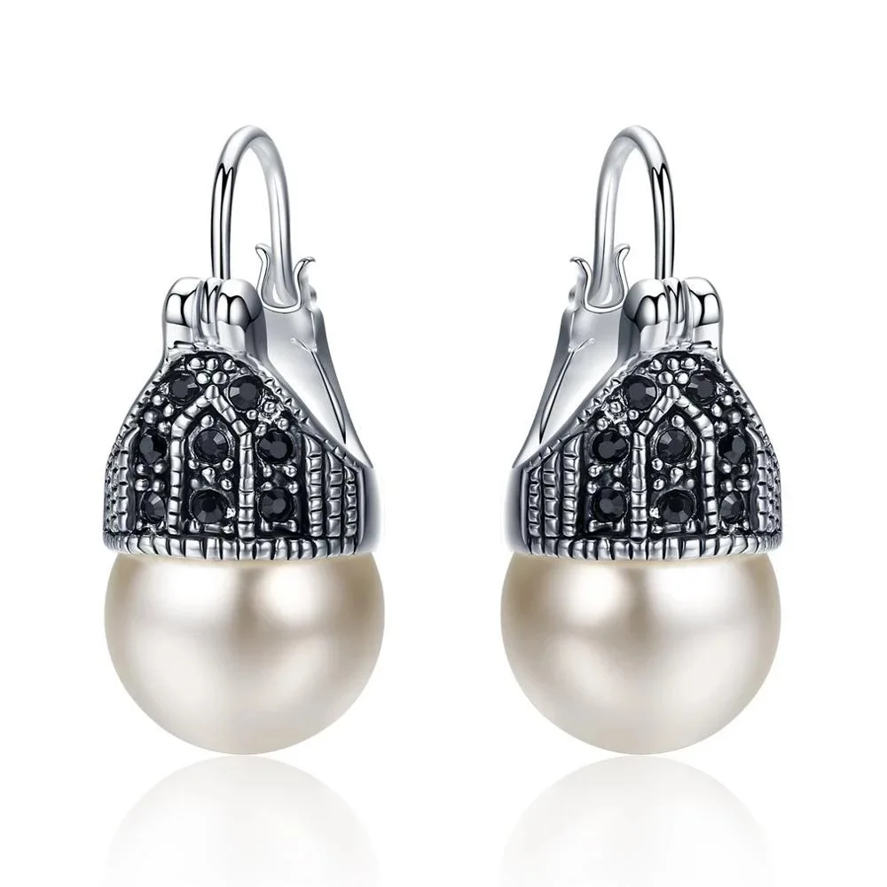 

Fashion retro pearl earrings high-grade diamond earrings new temperament women's ear