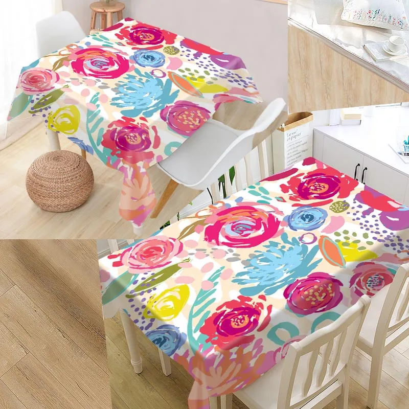 

Best Classic Flowers Pattern02 Table Cloth Rectangular Oxford Print Waterproof Oilproof Square Table Cover Party Tablecloth
