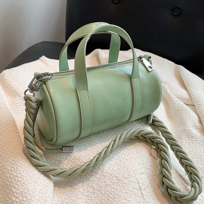 

Solid Crossbody Bags for Women 2021 Ladies Shoulder Bag Female Cylinder Messenger Bags Sac Brand Designer Leather Handbag Bolsos