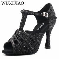 wuxijiao latin dance high boots shoes soft sole shoes salsa ballroom ladies mesh dance shoes cuba high heels
