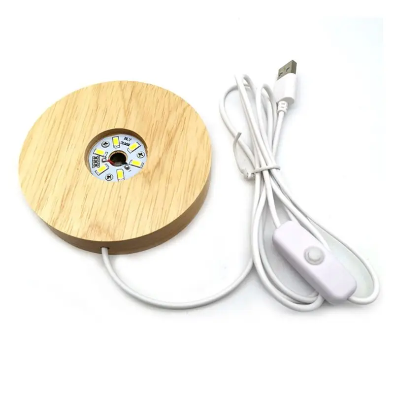 Resin Art Wood LED Light Dispaly Base Crystal Glass Ornament Night Lamp | Украшения и аксессуары