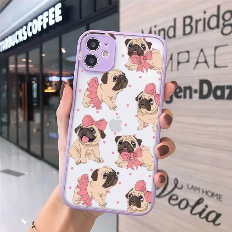

French Bulldog cute dog cartoon Phone Cases matte transparent For iphone 7 8 11 12 plus mini x xs xr pro max cover
