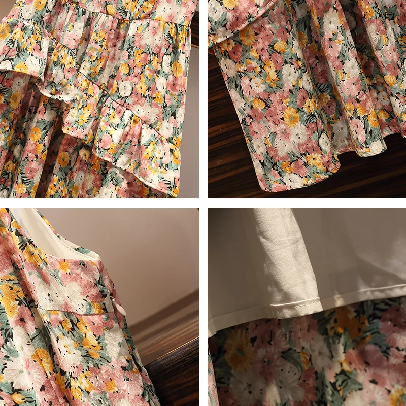 Летнее женское платье Trytree 2020 повседневное модное с V образным вырезом пышными