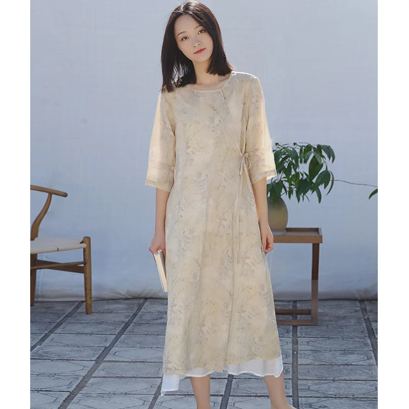 Женское платье в стиле ретро с круглым вырезом и рукавом 2020 | Женская одежда
