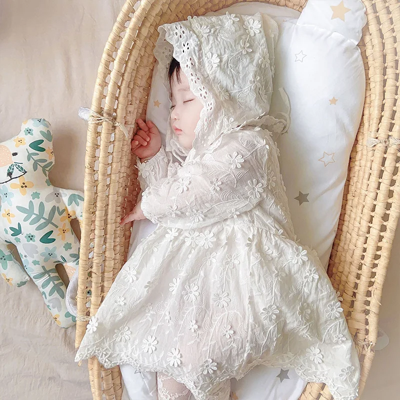 

Baby Dress for Girls Kids Clothes Lace Birthday Dress Baby Girl Clothes White Princess Dress with Hat 9-36 M