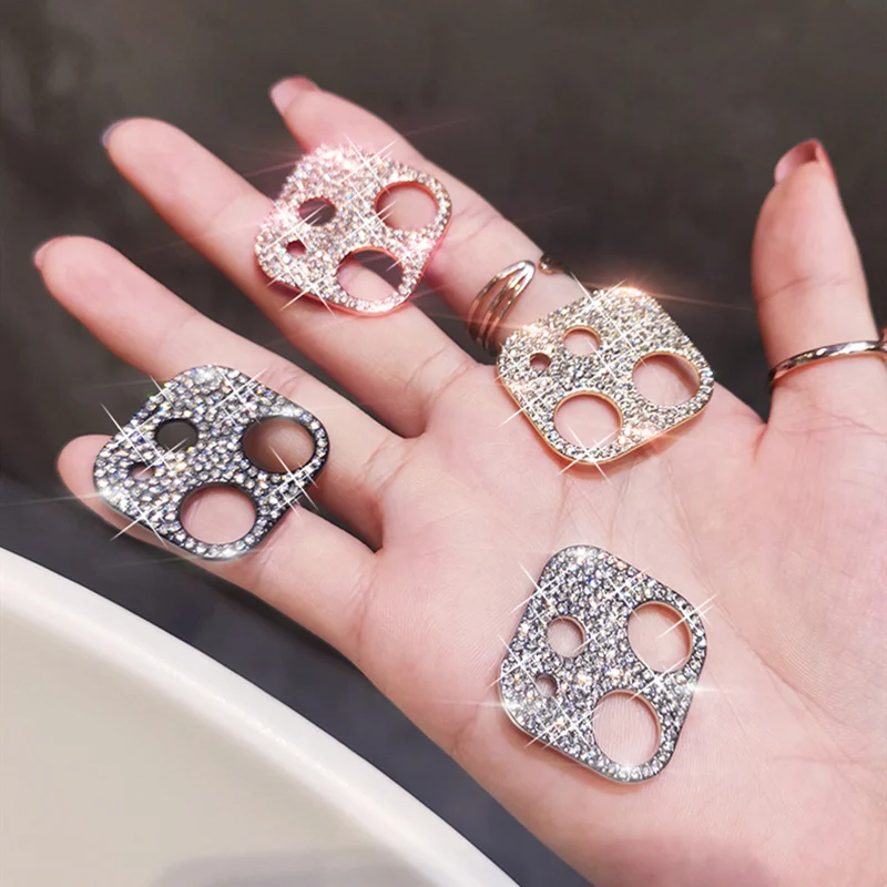 

Rhinestone Glitter Camera Lens Protector Case For iPhone 12 11 Pro Max 12Pro 12 Mini Shiny Diamond Full Screen Protective Film