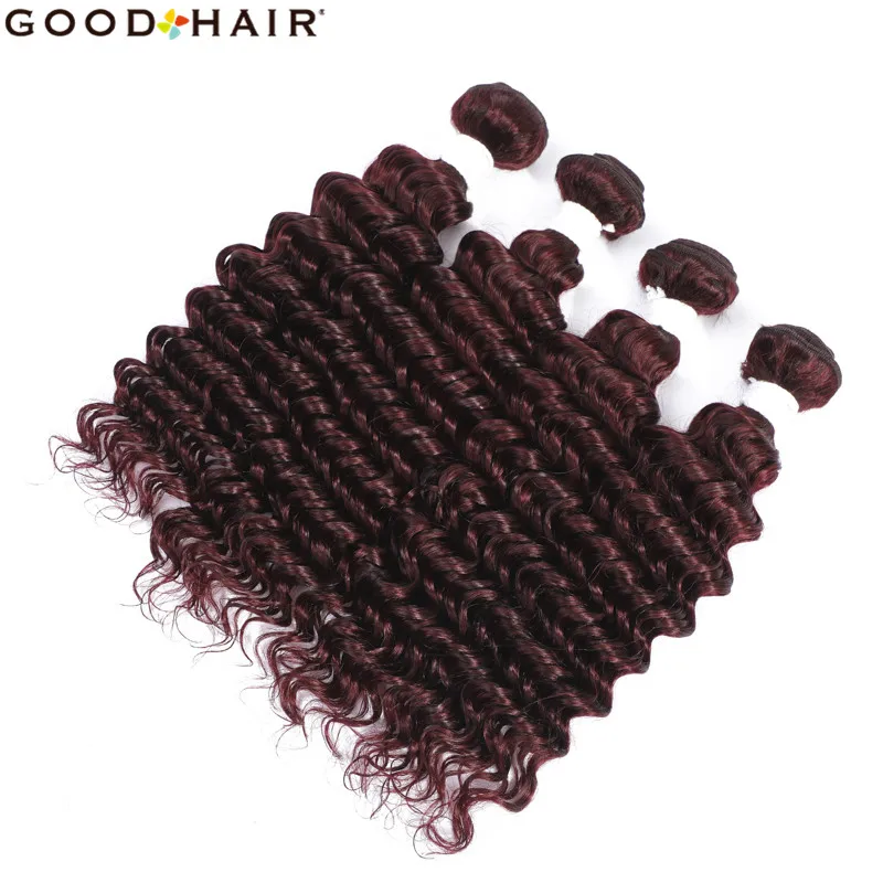 

Burgundy/99J Color Brazilian Deep Wave Hair 3/4 Bundles Deals Cheap Human Hair Weave Brazilian Weave Bundles Hair Extensions