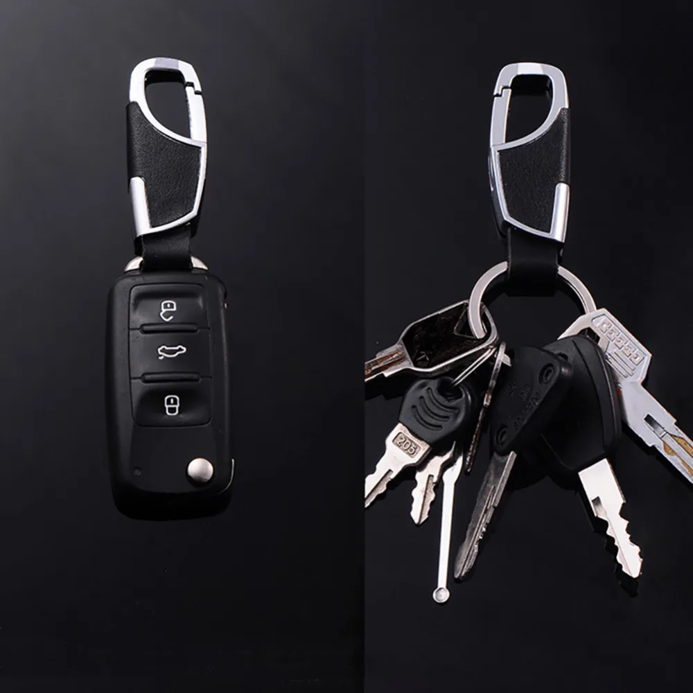 Black Leather Keychain For Fibai Volkswagen Jetta Car-styling Car Keyring Key Chain For Ford Toyota Skoda Octavia