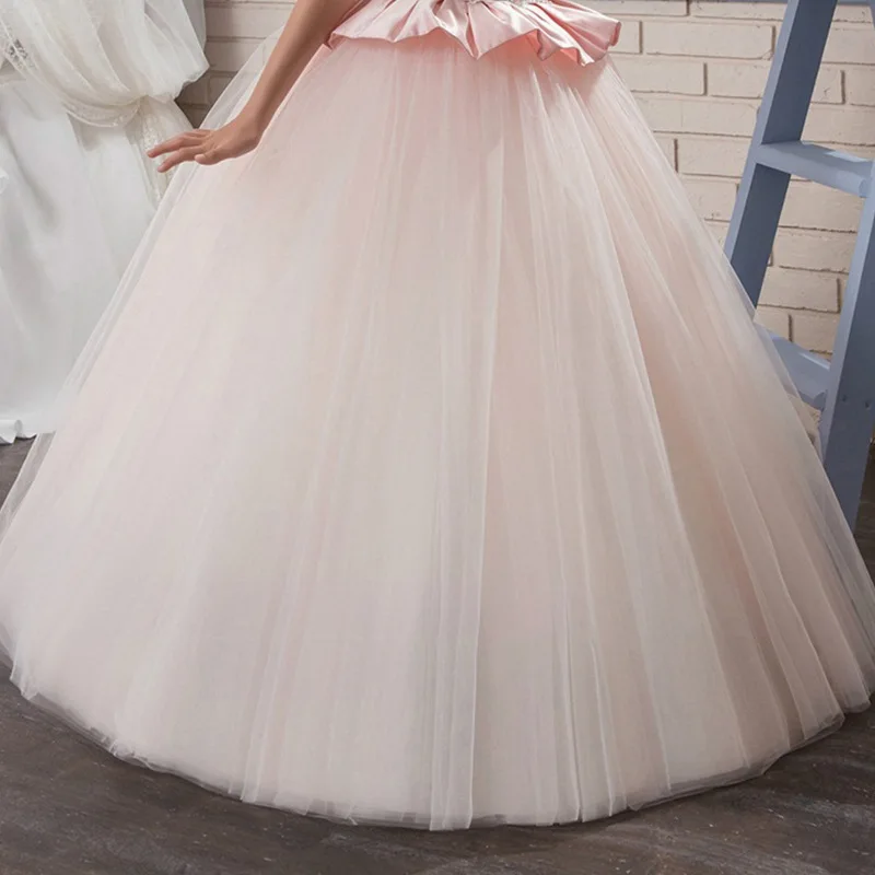 

90-150cm Lace Sally Girls Wedding Birthday Ball Gown Princess Dress Sleeveless Girls Follow to Floor Costume