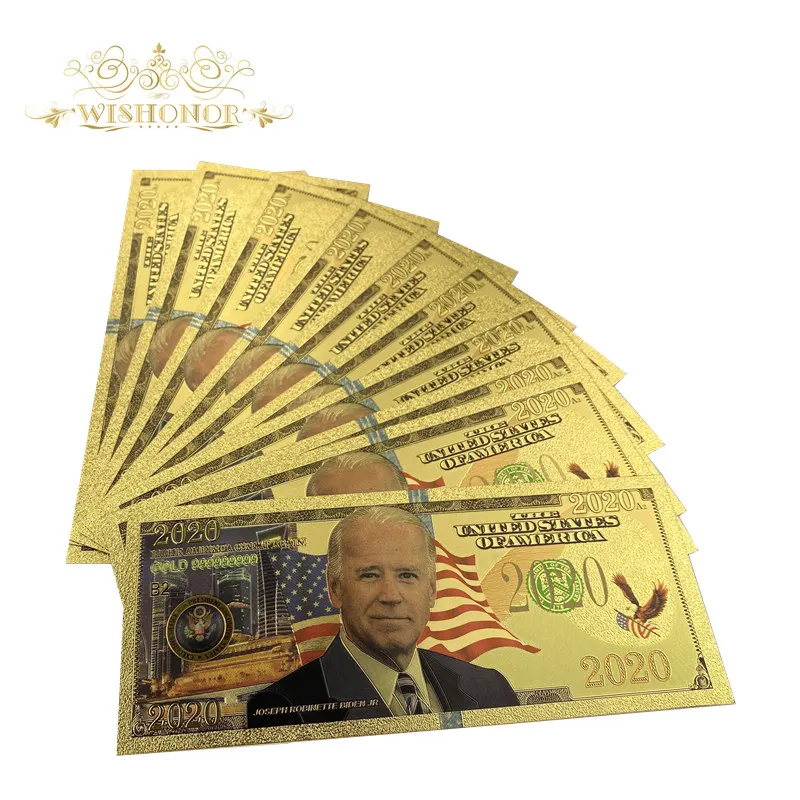2020 новые американские сбитые банкноты долларов в 24k позолоченные поддельные