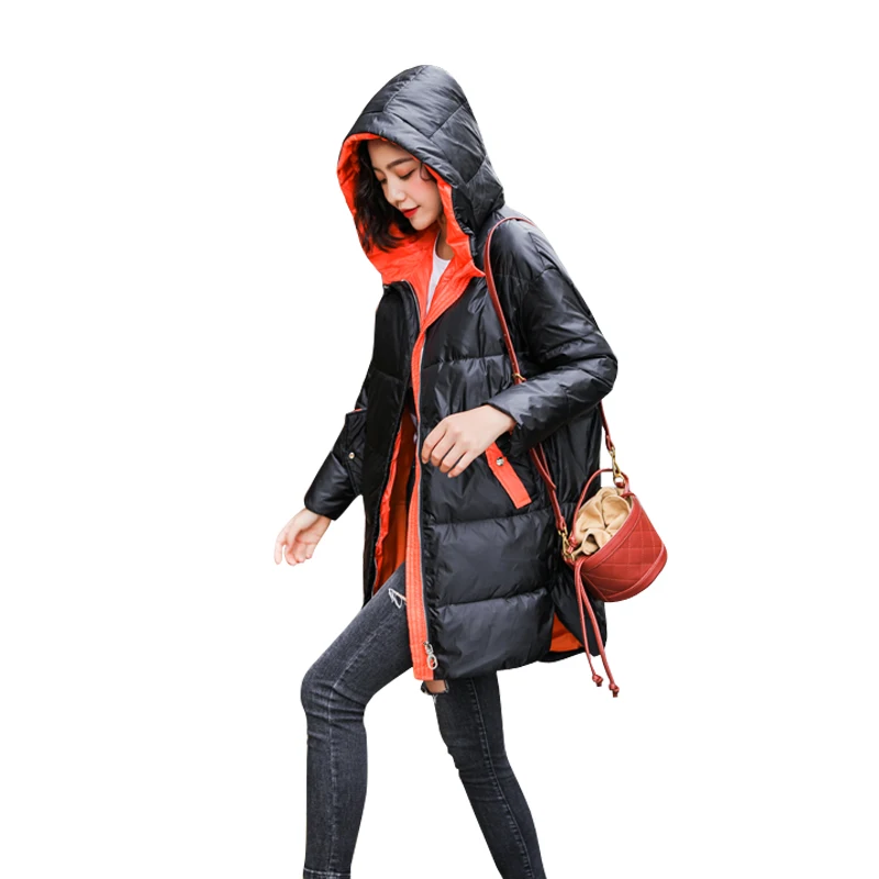 

Женская куртка на белом утином пуху, осенне-зимняя облегающая парка, женское длинное пальто с капюшоном, утепленная женская верхняя одежда ...