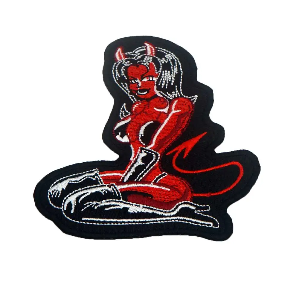 Улыбка зло Женская вышитая аппликация этикетка для шитья в стиле панк байкеров