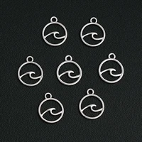 50pcslots 12x15mm antique silver plated mini ocean wave charms hollow circle pendants for jewelry finding making accessories