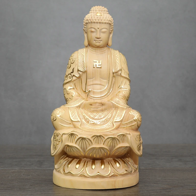 Статуи размером 18 см украшения сидящий Лотос статуя Будды искусственная золотой