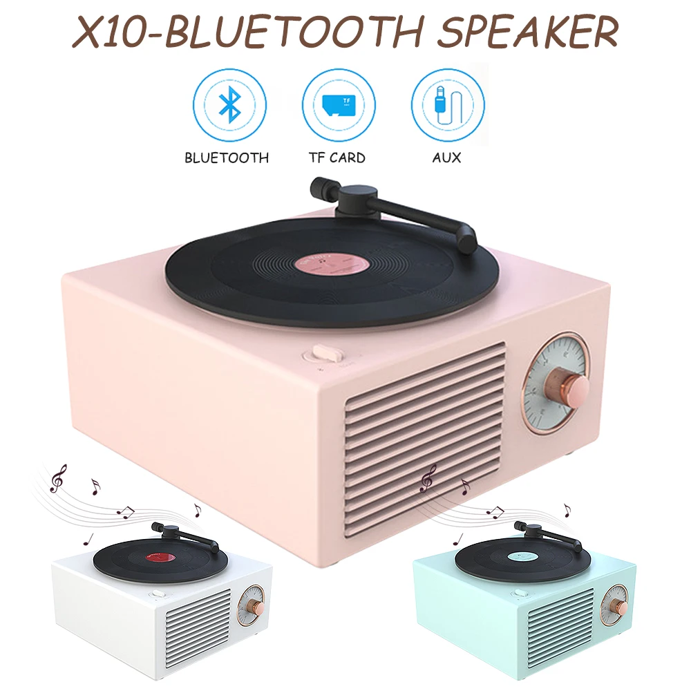 Миниатюрный ретро проигрыватель записей Bluetooth динамик Виниловый для дома офиса