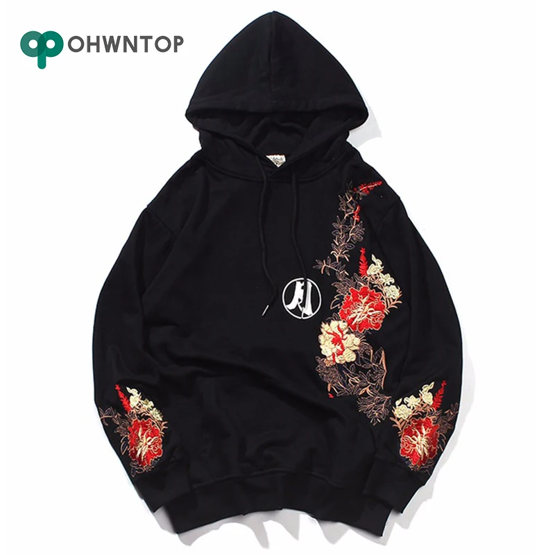 Толстовка мужская с капюшоном в стиле хип хоп хлопковый пуловер вышивкой