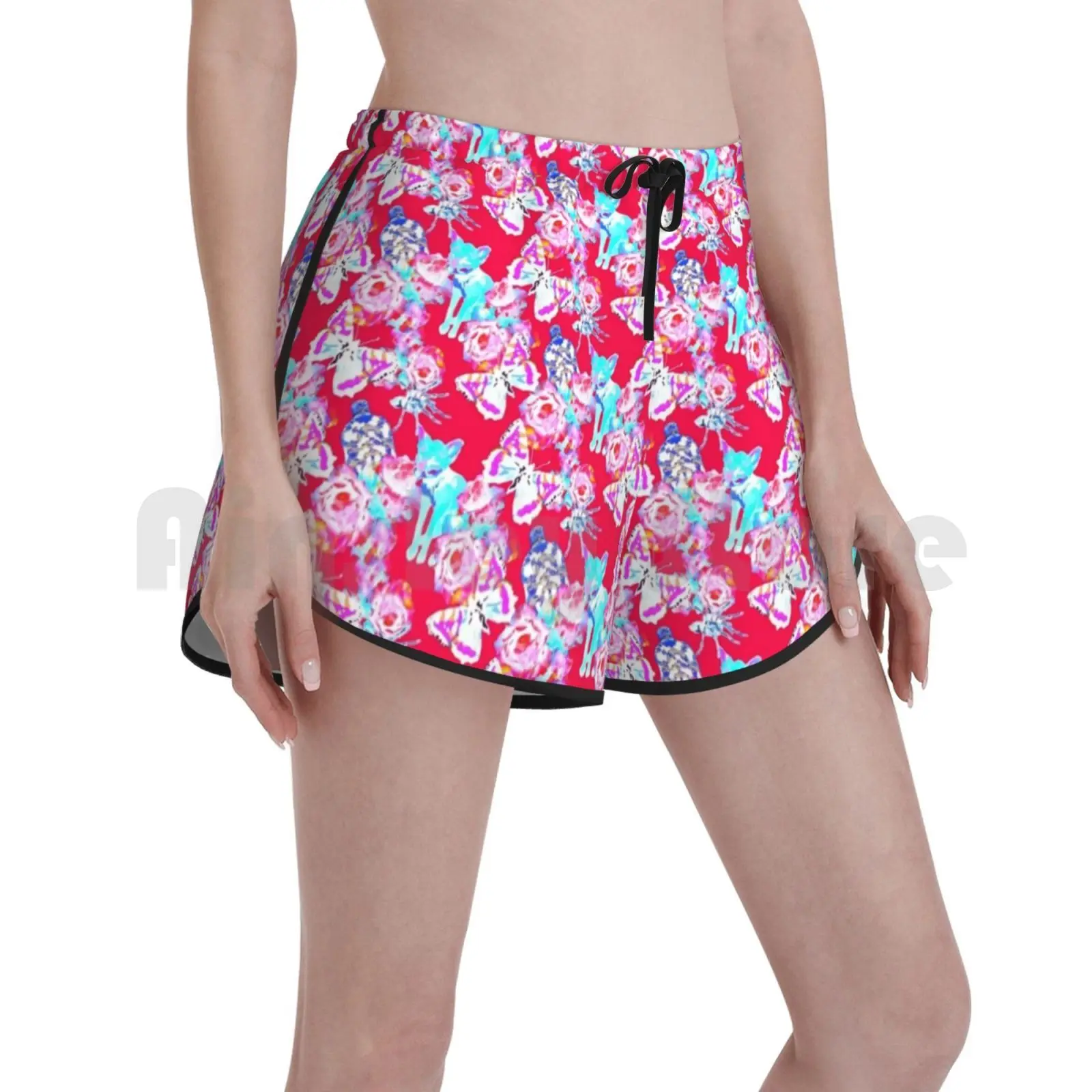 

Женские пляжные шорты для плавания Fox Daydream, пляжные шорты с изображением лисы, бабочек, леса, природных цветов, лето 2866