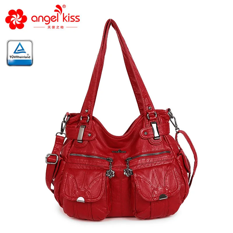 Red Angelkiss новые женские кожаные сумки женские сумки из искусственной кожи на плечо через плечо женские вместительные сумки женские ручные сумки - Цвет: Red