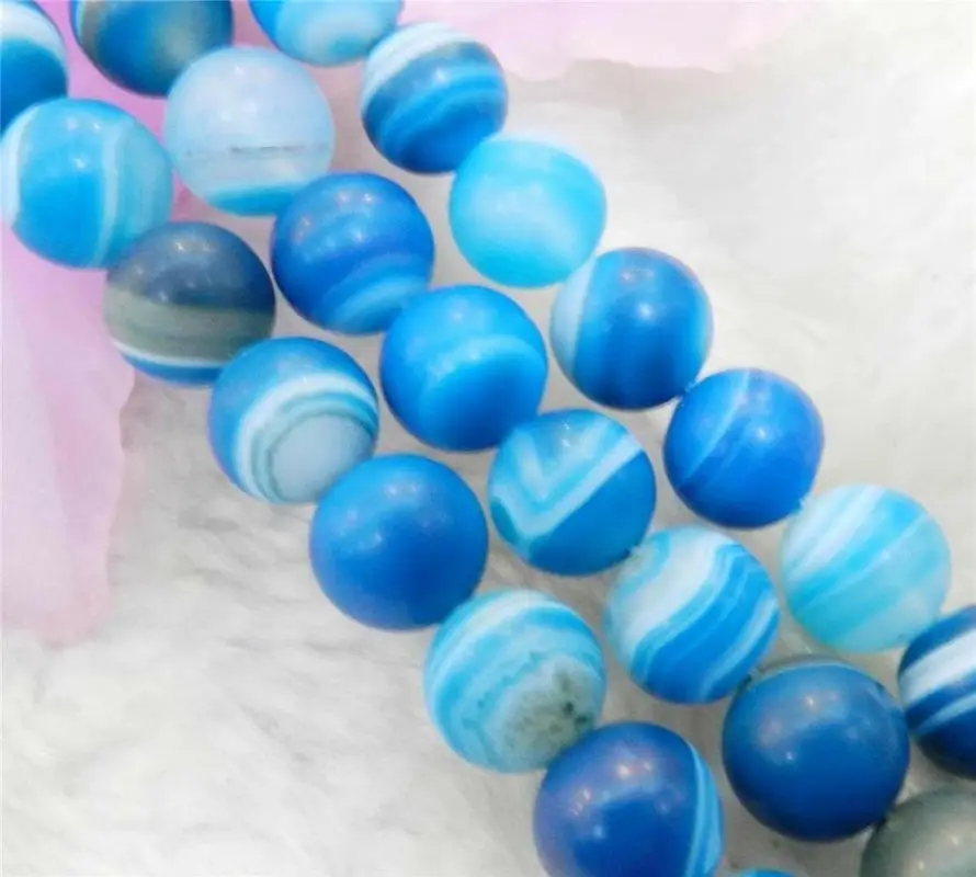 

10 мм матовые синие драгоценные камни Dream Fire Stripe Agate, круглые свободные бусины 15 дюймов