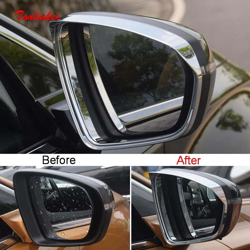 

Tonlinker 2 PCS Rearview mirror rain eyebrow Cover sticker for CITROEN DEESSE DS7 2018-19 Car Styling ABS Chrome Cover Stickers