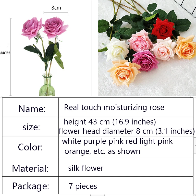 7 шт. увлажняющая роза на ощупь|Искусственные и сухие цветы| |