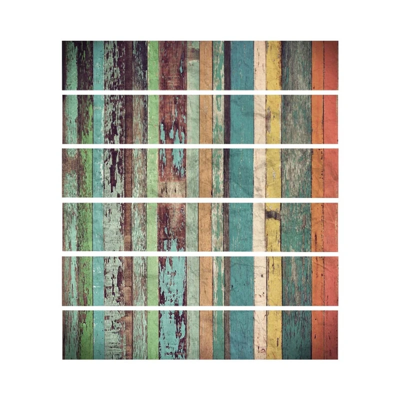 

6Pcs Wood Grain Tile Floor Stair Sticker Bathroom Kitchen Decor Waterproof Mural Decals Adhesive