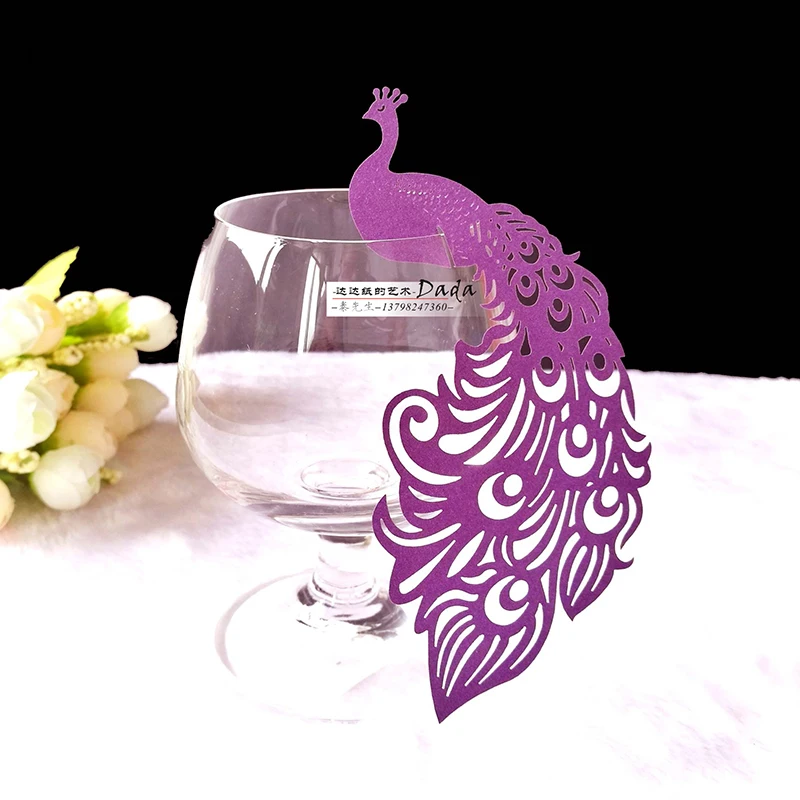 50 шт. Павлин винный бокал для шампанского декоративная бумажная карта детских